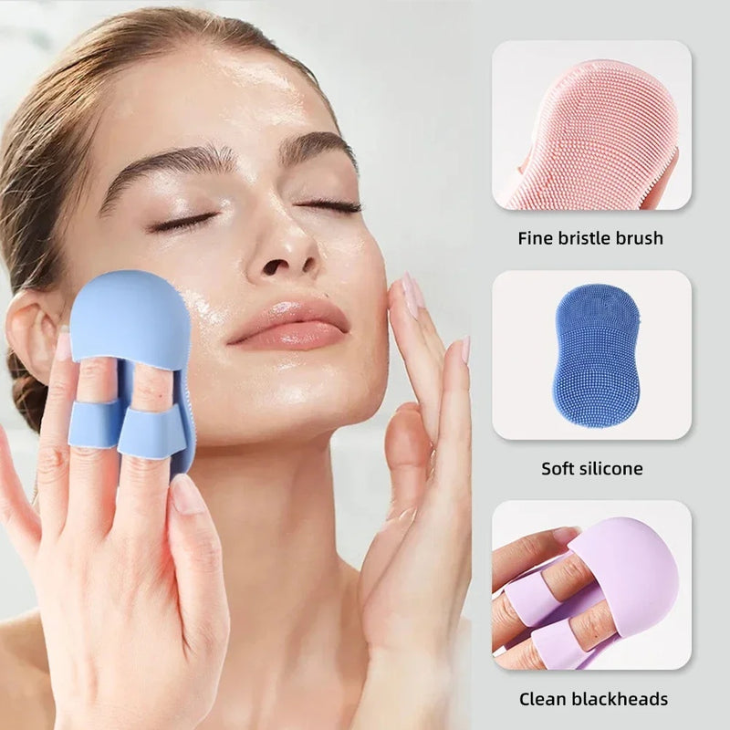 Silicone Face Scrubber Brush - 2PC Mini Facial Exfoliator for Deep Clean